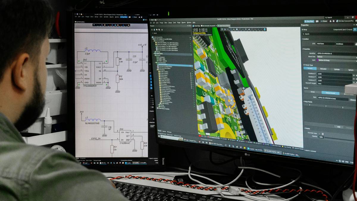 See how our engineer designs a circuit. We have strong expertise, especially in electronics. Check out a couple of examples here: https://www.encata.net/services/hardware-development-services?utm_source=unsplash&utm_medium=organic&utm_content=image
